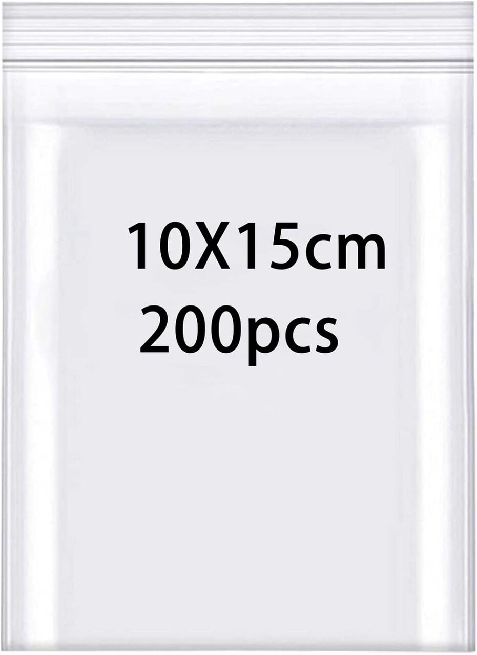 200pcs Small Heavy Duty Plastic Bags 4x6"/10x15cm Resealable Bag 6.3mil/(Thicken) Clear Poly Baggies with Resealable Zip for Small Business, Jewelry, Candy, Snacks, Cards,Bead, Crafts, Seeds